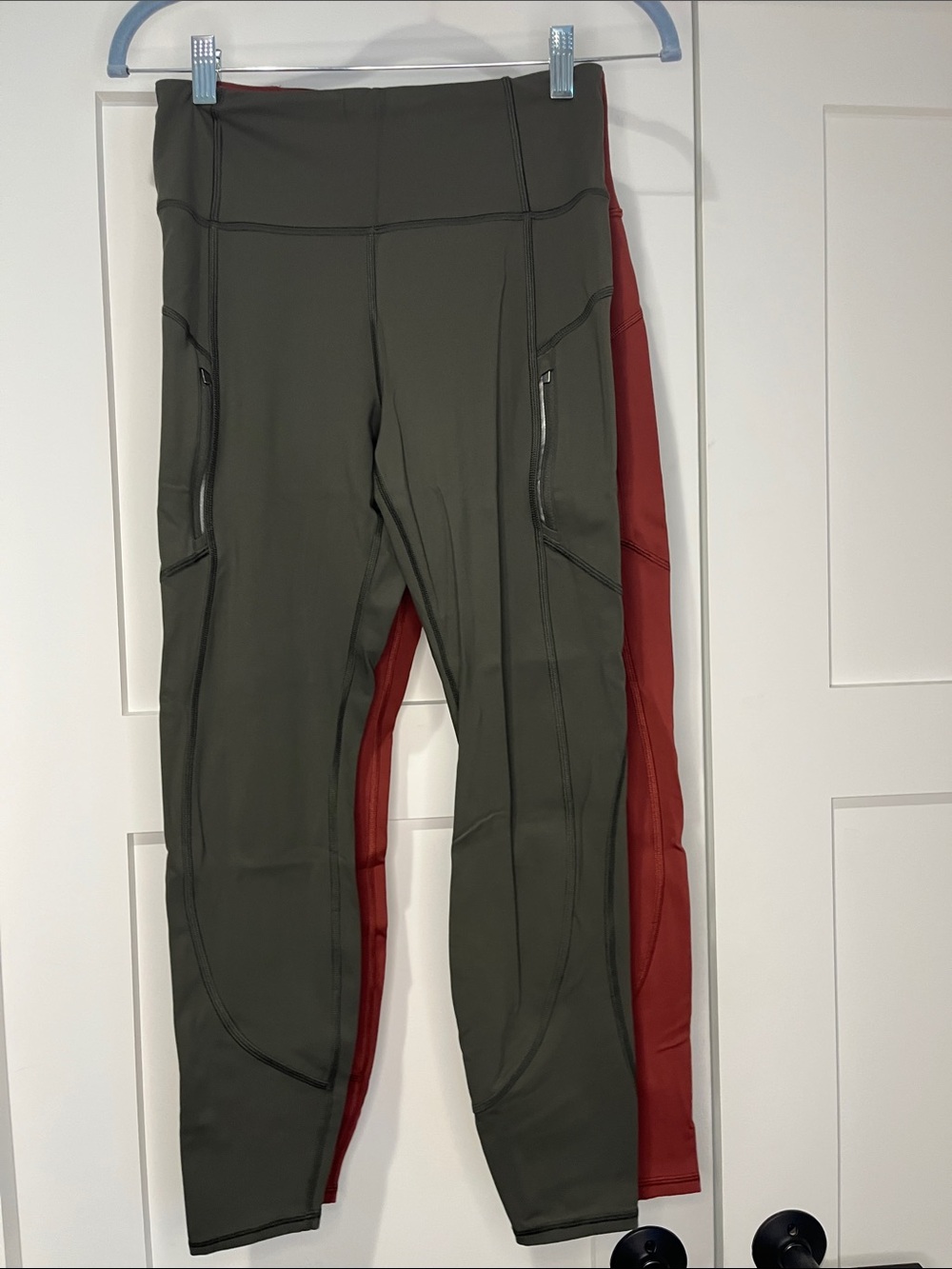 Athleta Rainier Tights Leggings Bundle in Red and Olive - Picture 3 of 5